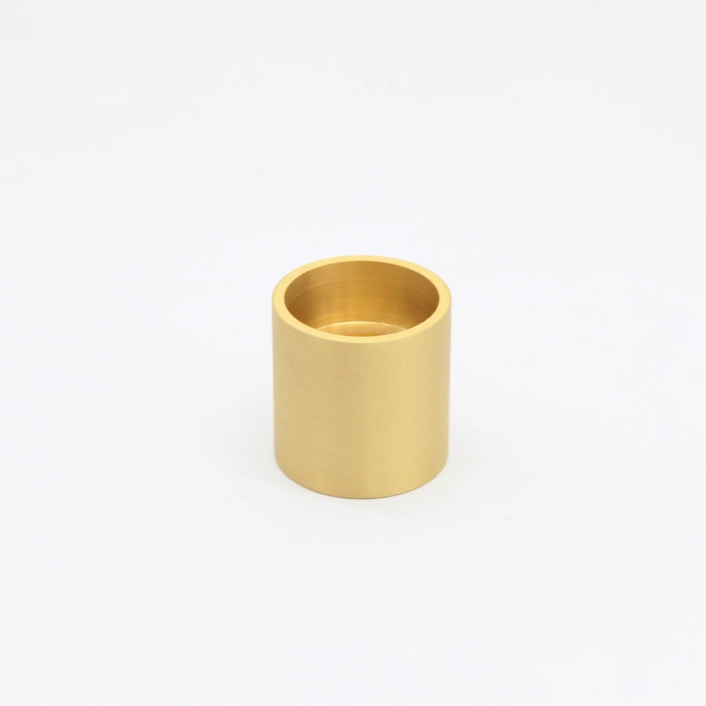 Flat base sold brass gold candlestick holder.