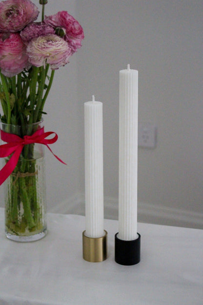 Black and Gold Brass Candlestick Holder