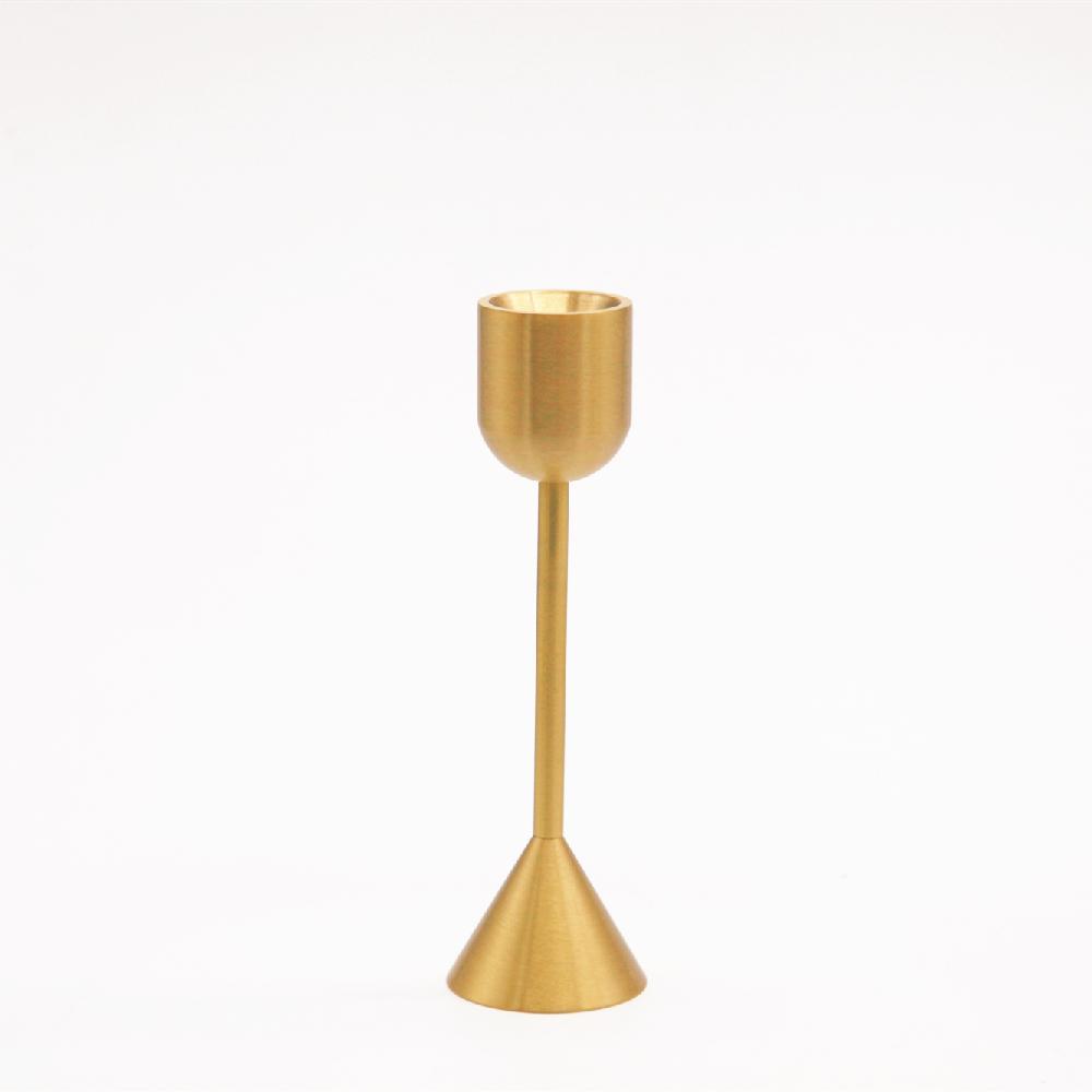 Two sided solid brass gold candlestick holder.