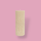 Medium height thick fluted pillar candle Marlie in White Onyx (warm cream) colour. This standalone pillar candle has a flat top and base.