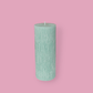 Medium height thick fluted pillar candle Marlie in Bud (pastel green) colour. This standalone pillar candle has a flat top and base.