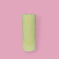 Medium height thick fluted pillar candle Marlie in Frangipani (pastel yellow) colour. This standalone pillar candle has a flat top and base.